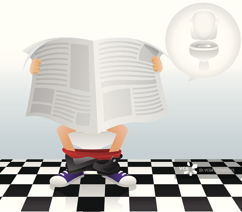 在卫生间阅读报纸图片素材