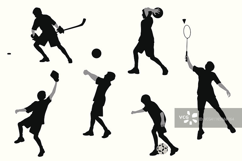 运动男孩矢量剪影图片素材