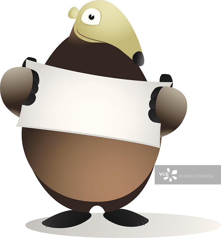 食蚁兽举着空白banner图片素材