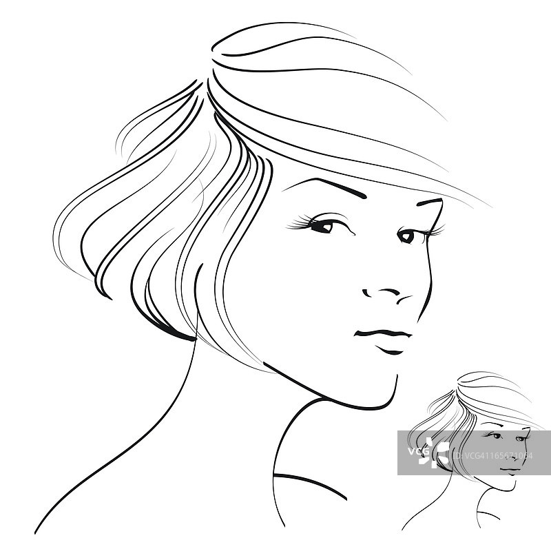 年轻女子素描图片素材