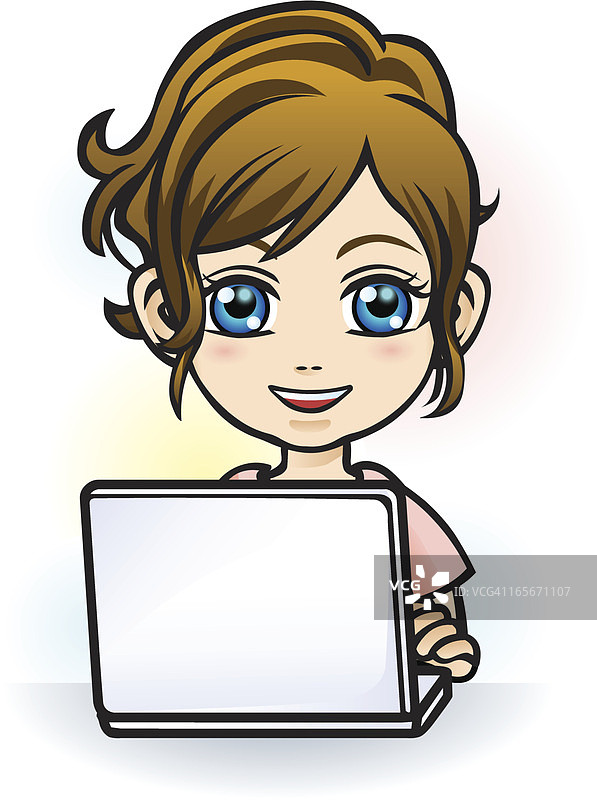 女孩使用电脑图片素材