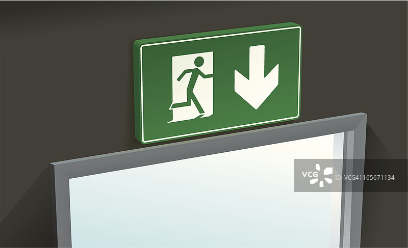 上方的消防出口图片素材