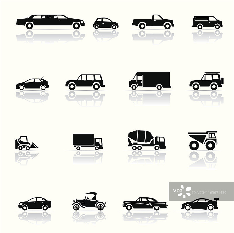 黑白交通工具图标蒙太奇图片素材