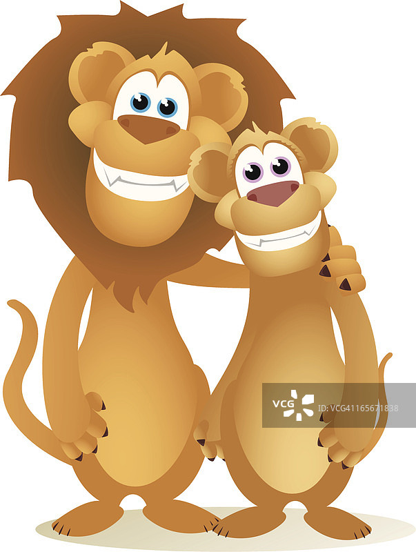 狮子情侣卡通图片素材