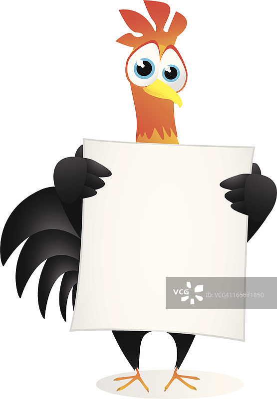 拿着空白banner的公鸡图片素材