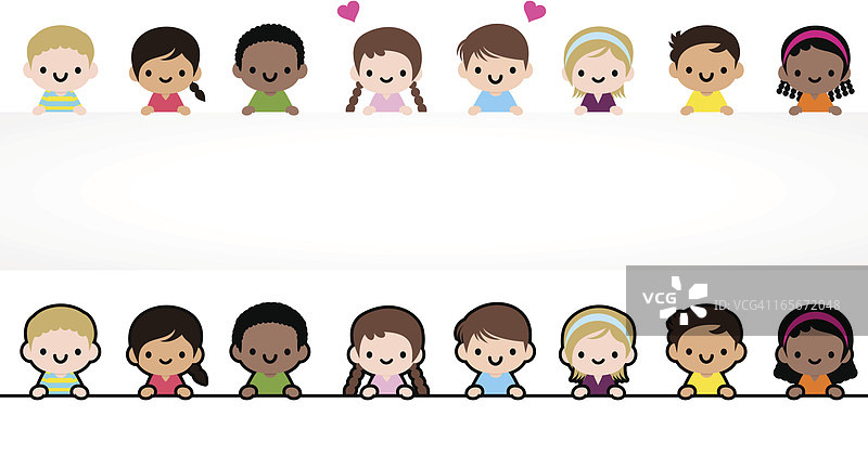 手持空白标牌供您留言的多元文化儿童图片素材