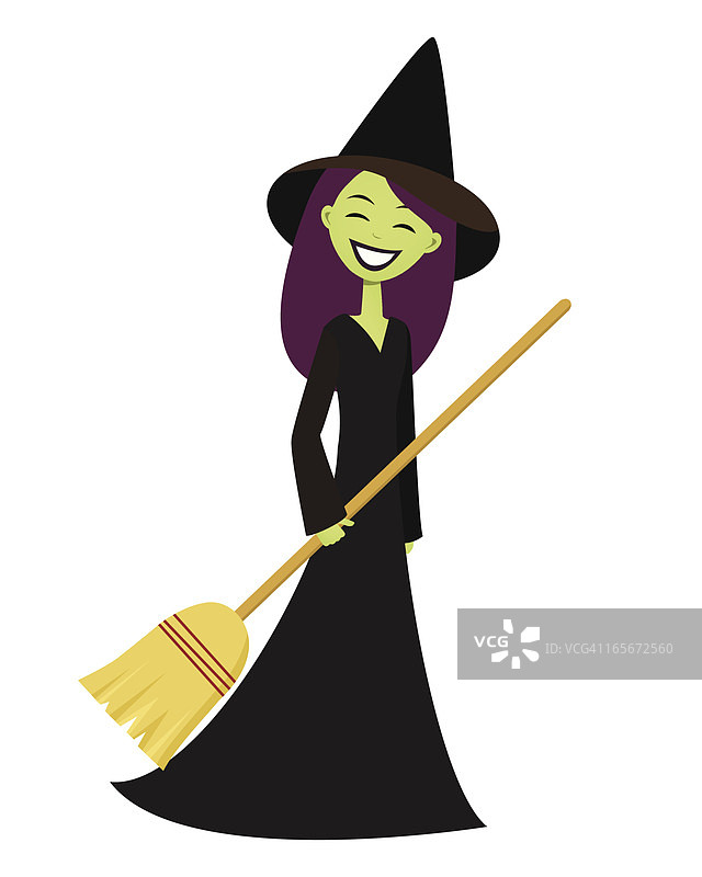 拿扫帚的微笑女巫图片素材