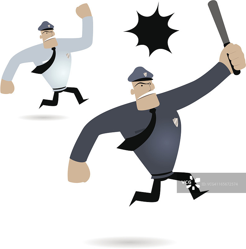 奔跑呼喊的警察（警察追捕）图片素材