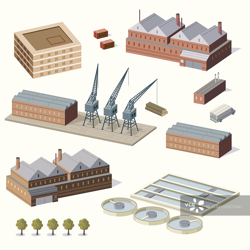仓库建筑和水处理厂图片素材