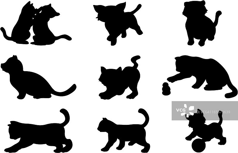 卡通小猫剪影图片素材