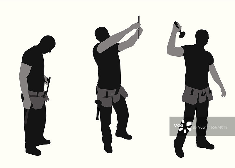 木工工人矢量剪影图片素材