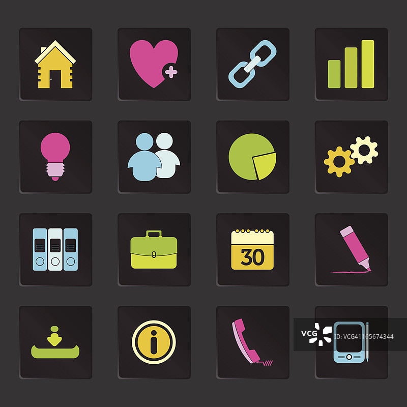 黑色彩色商务办公图标图片素材