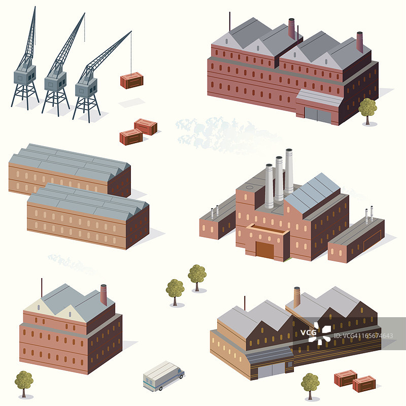 工业建筑和起重机图片素材