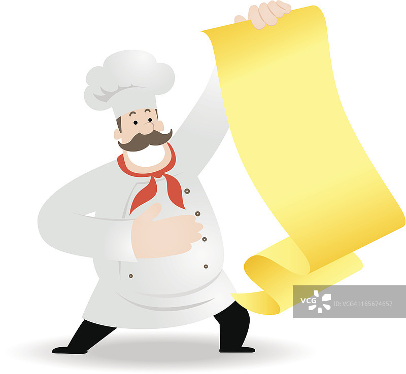 快乐的厨师拿着菜单图片素材