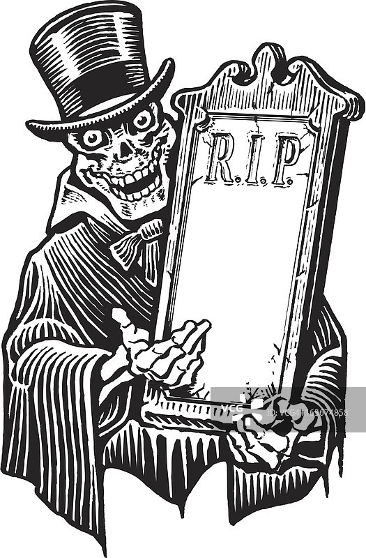 万圣节骷髅R.I.P.标牌图片素材