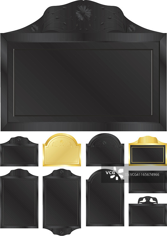 金色和黑色徽章、牌匾或标志套装图片素材