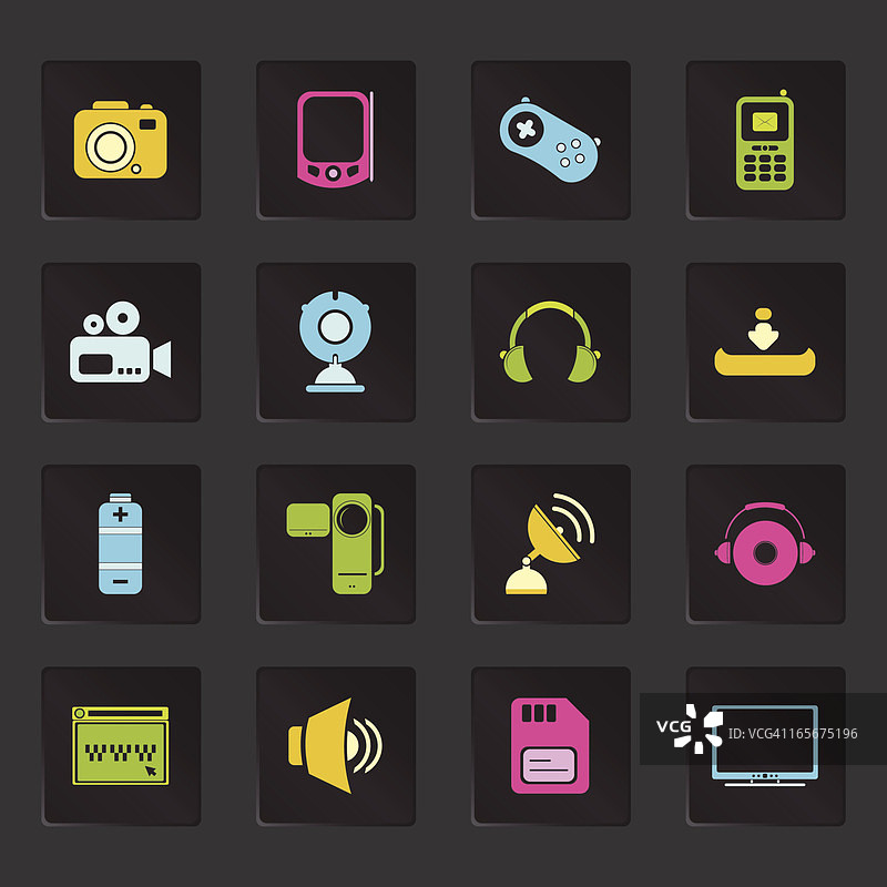 黑色彩色媒体图标图片素材