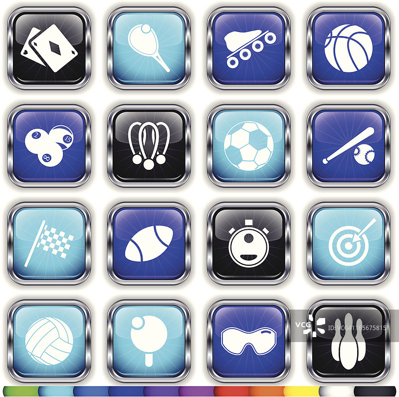 11种颜色的合金高光运动网页按钮图片素材
