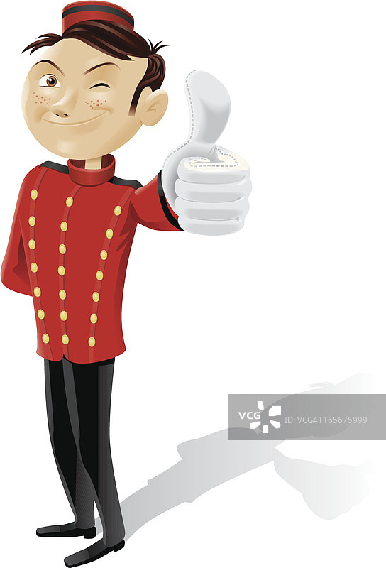 竖起大拇指的趣味行李员完整图片图片素材