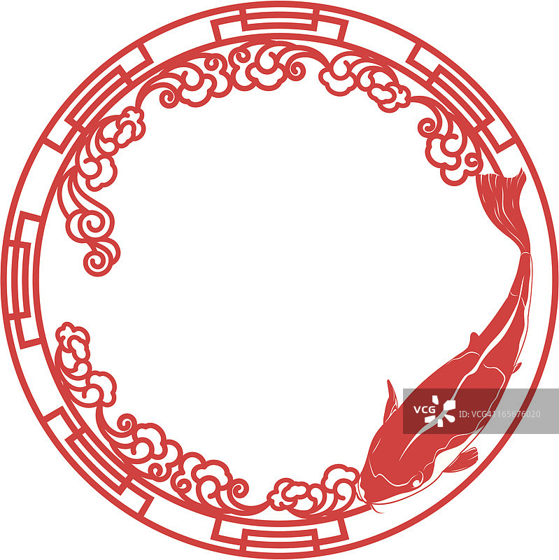 锦鲤剪纸艺术画框图片素材