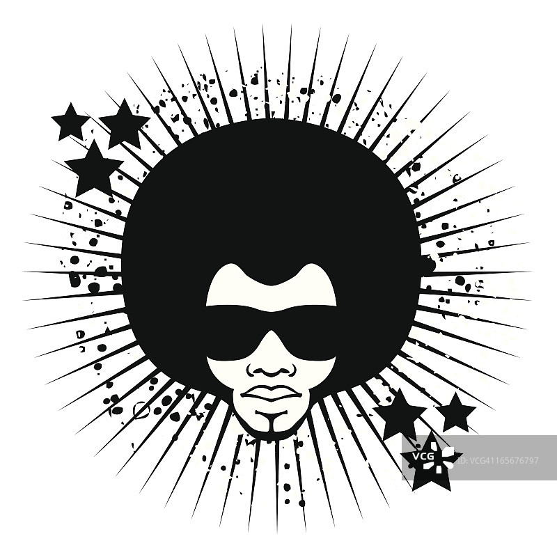 戴眼镜的时尚头像黑色插画图片素材