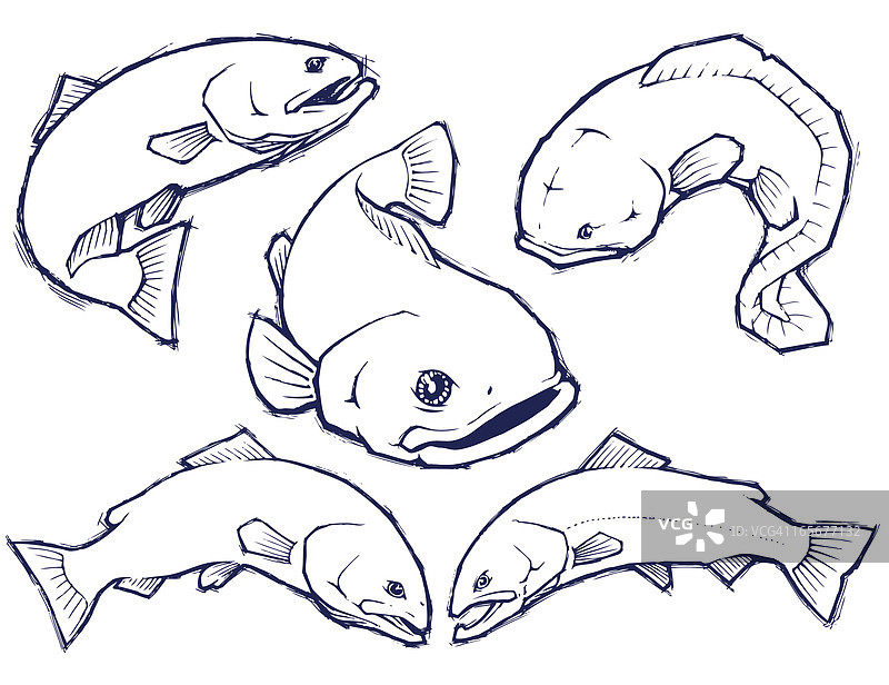 奖杯鱼水墨画图片素材