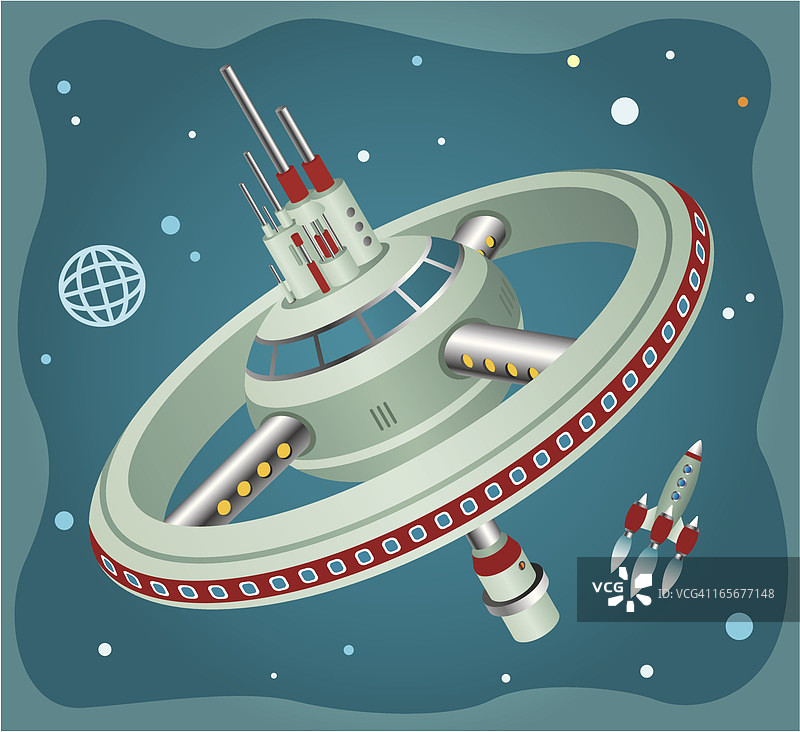 火箭和空间站插画图片素材