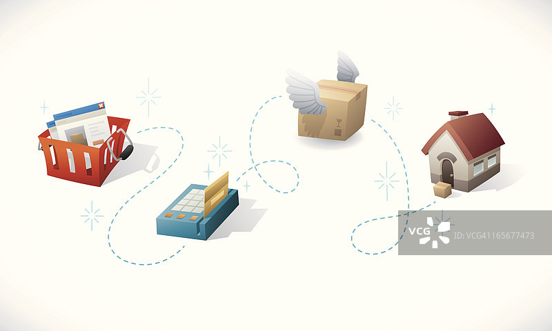 在线购物流程图图片素材