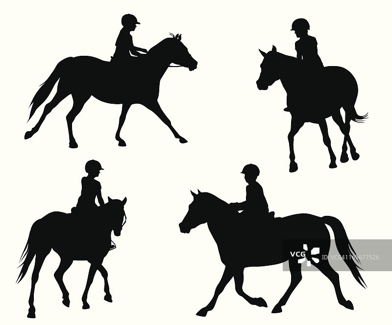 骑马矢量剪影图片素材