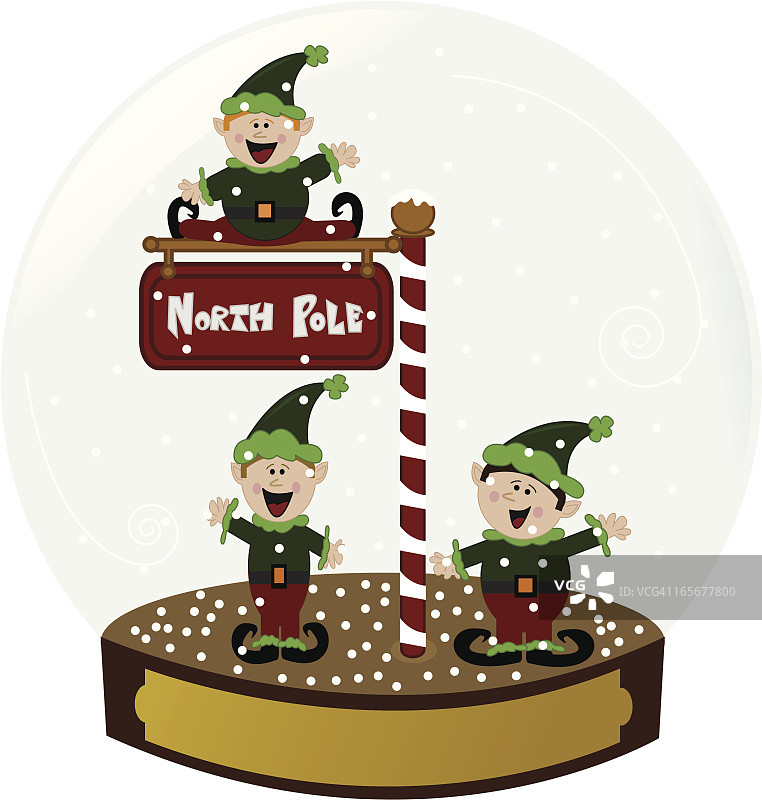 雪球中北极的快乐精灵图片素材