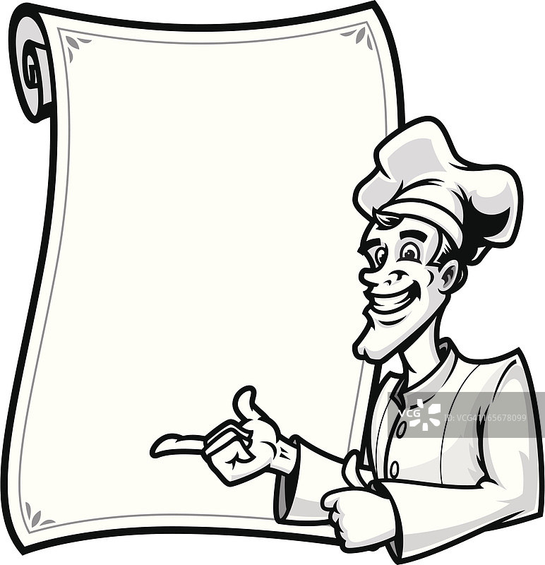 厨师与黑白菜单板图片素材