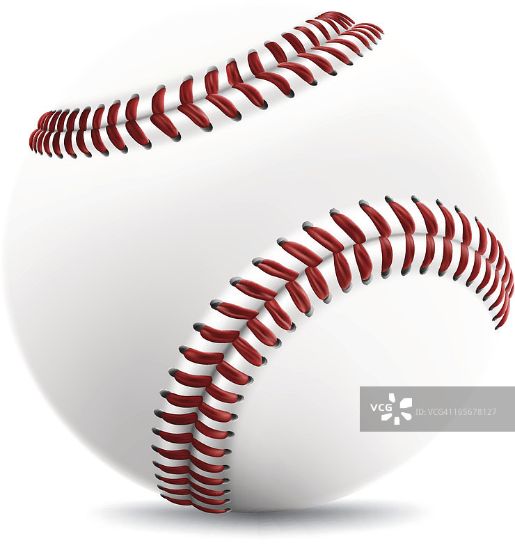 红色缝线的白色棒球特写图片素材