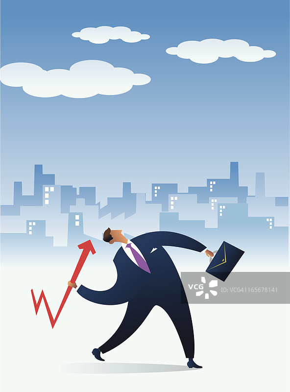 商人冲向云端图片素材