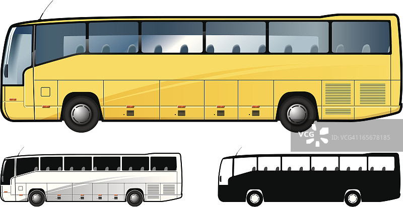 三辆巴士左侧示意图图片素材