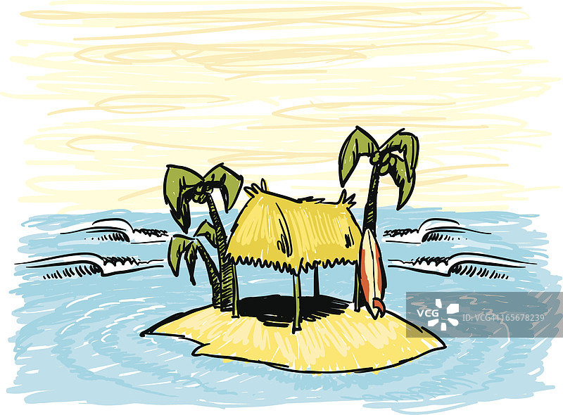 冲浪小屋速写图片素材