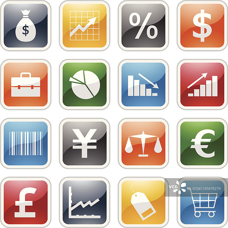 十六种金融图标图片素材