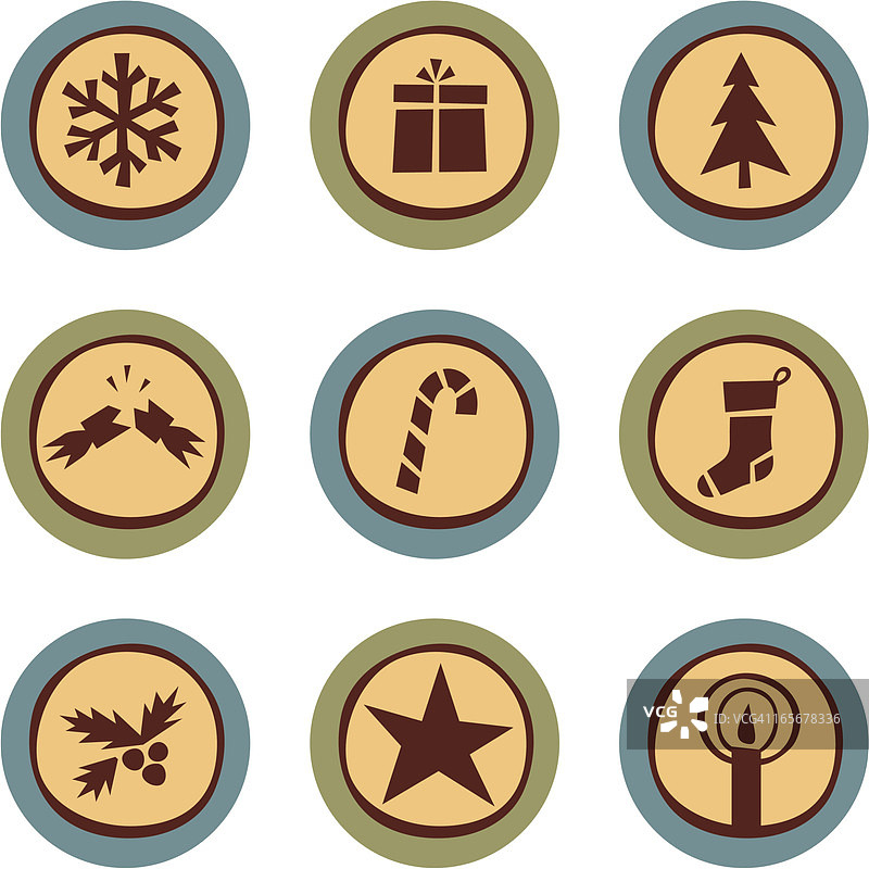 复古圣诞节图标图片素材