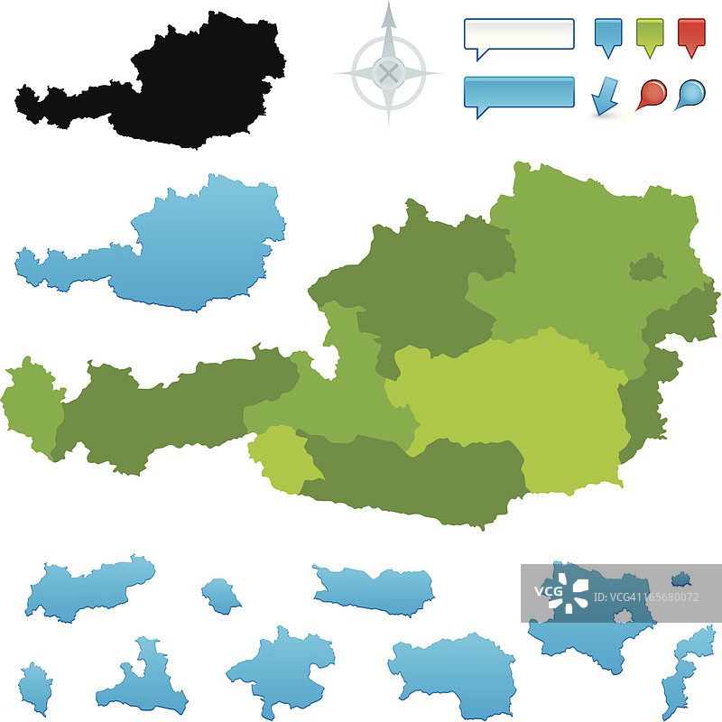 带有各州的奥地利地图图片素材