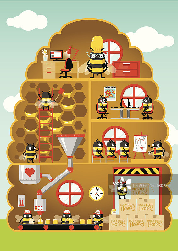 繁忙的蜜蜂蜂蜜工厂图片素材