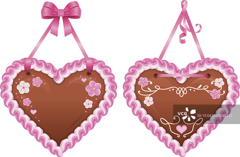 粉色情人节啤酒节姜饼心形图案图片素材