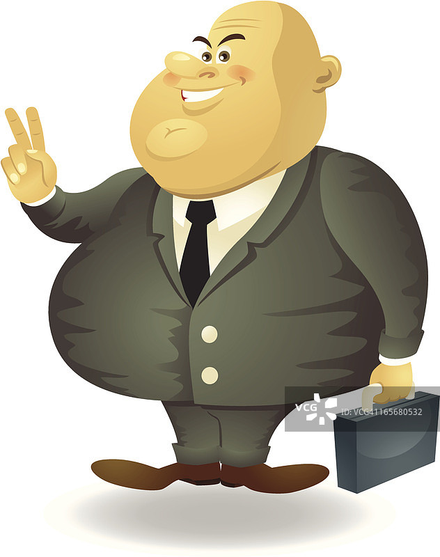 卡通肥胖政客微笑拉票图片素材