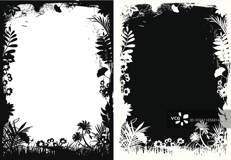 做旧花卉边框图片素材