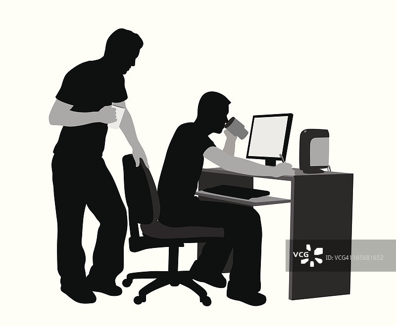 电脑工作者矢量剪影图片素材