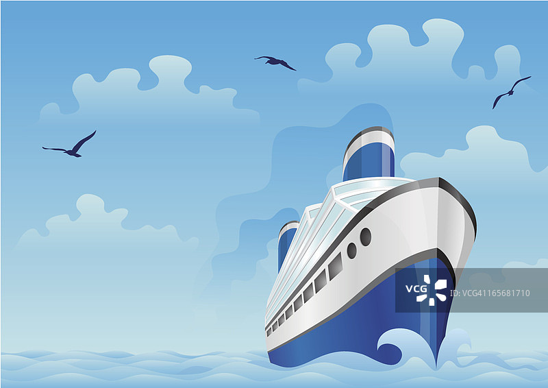 海上的蓝色小船图片素材