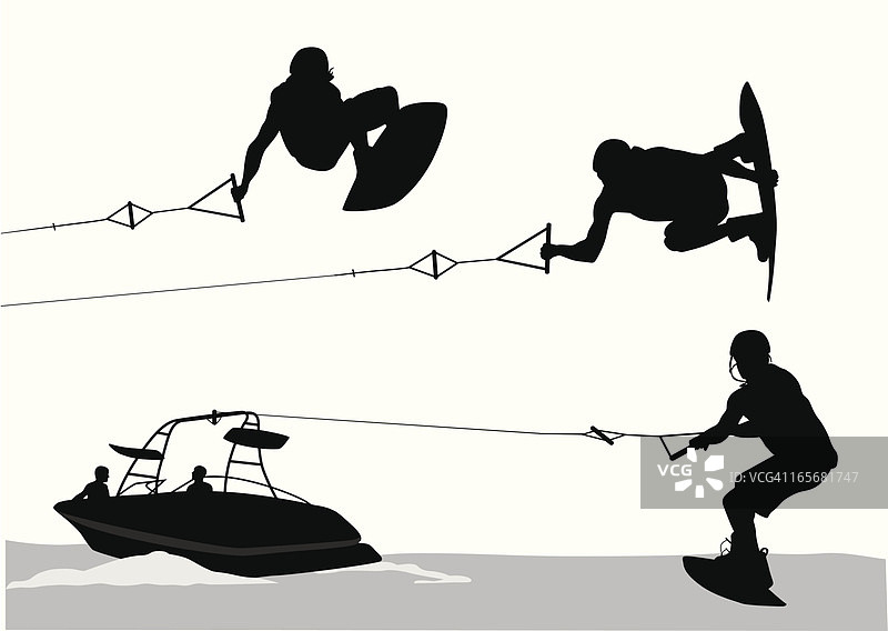 滑水运动矢量轮廓图片素材