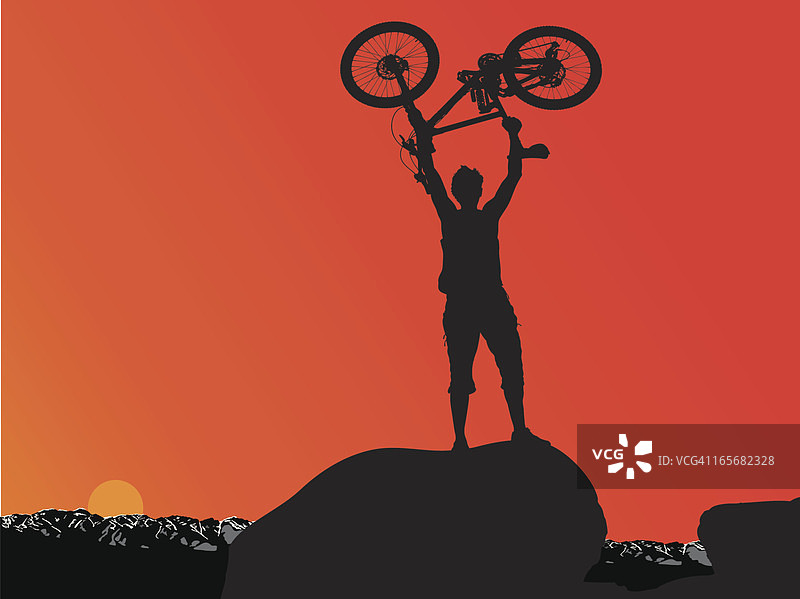 男人和他的自行车图片素材