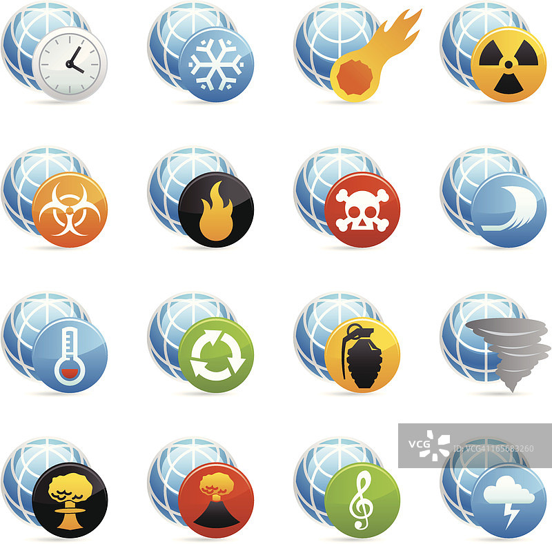 彩色网络图标 - 全球问题图片素材