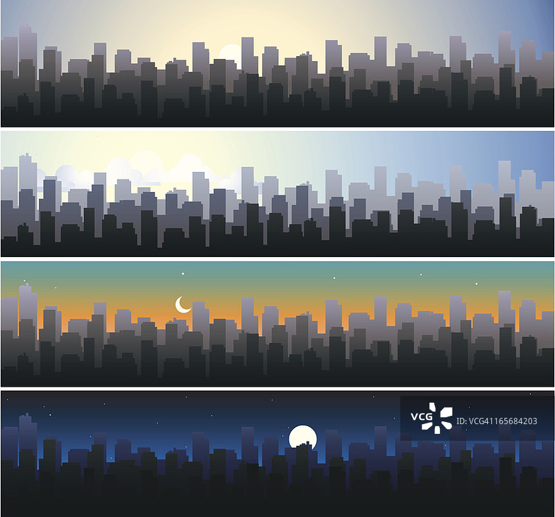城市景观 | 黎明、清晨、黄昏与夜晚图片素材