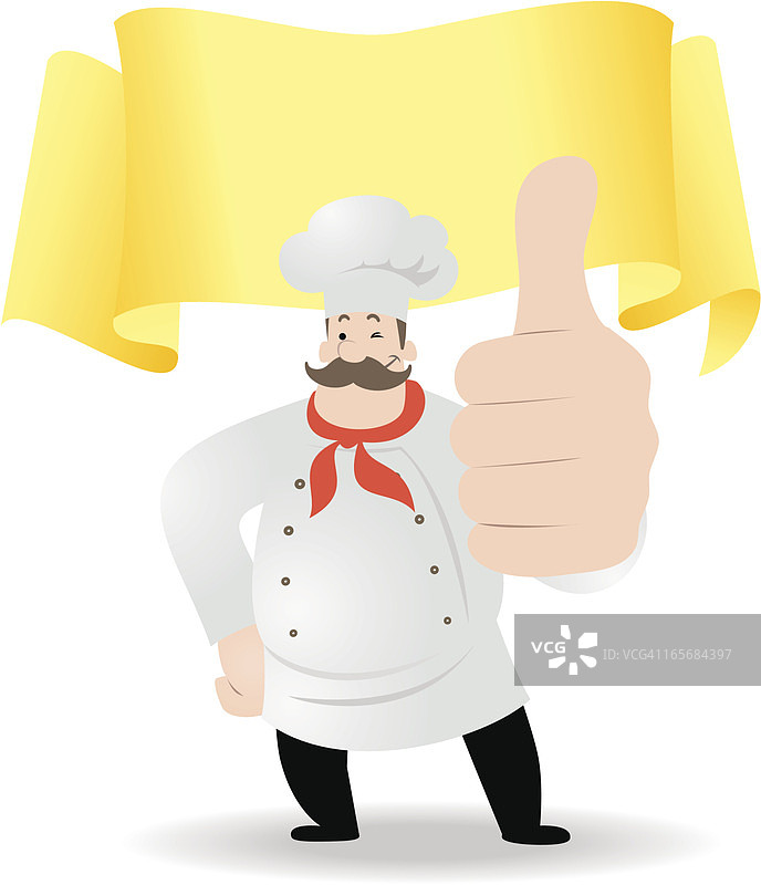 厨师竖起大拇指，一手叉腰图片素材