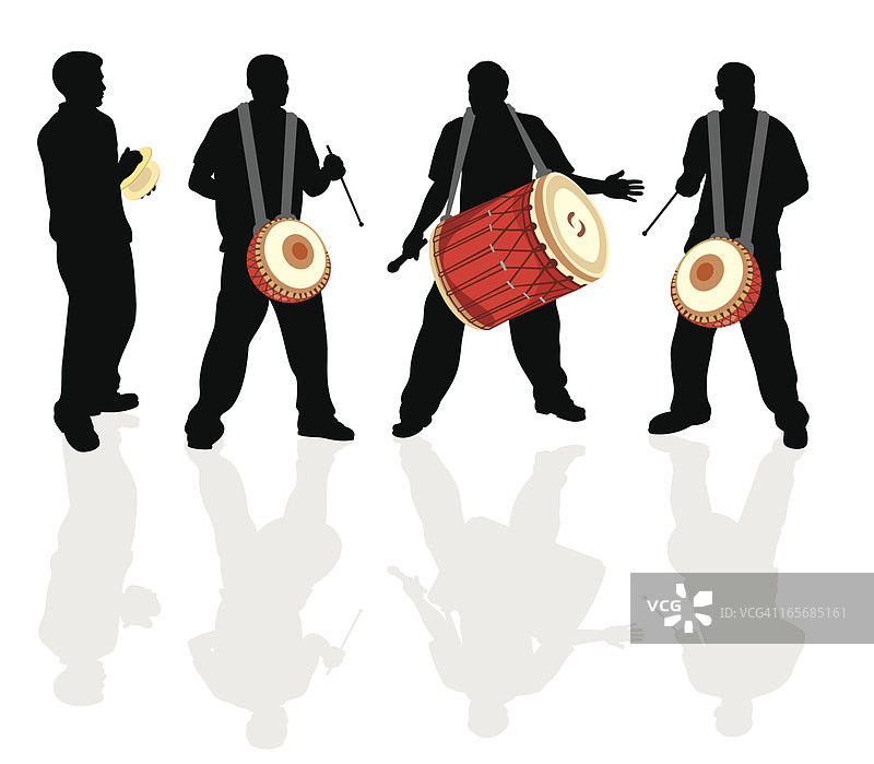 东印度鼓手文化剪影图片素材
